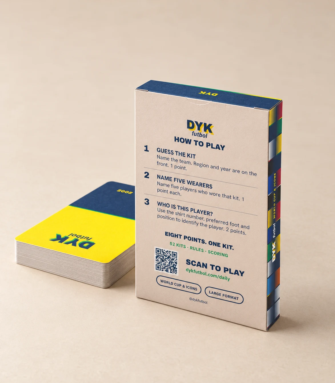 Rear of the World Cup & Icons box showing the three challenges and eight-point rules
